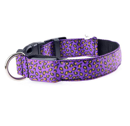 LED Glow-in-the-Dark Dog Collar - Leopard Print