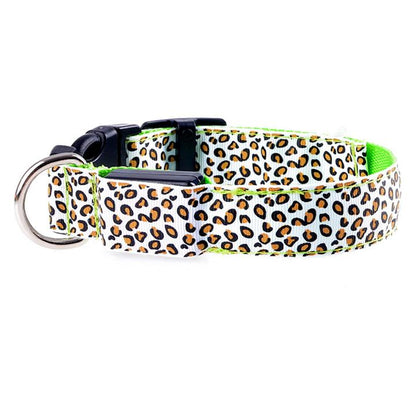 LED Glow-in-the-Dark Dog Collar - Leopard Print