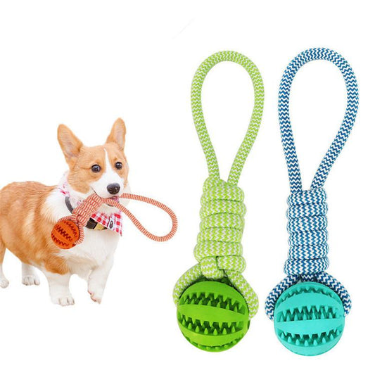Durable Cotton Rope Chew Toy with Bite-Resistant Rubber Ball