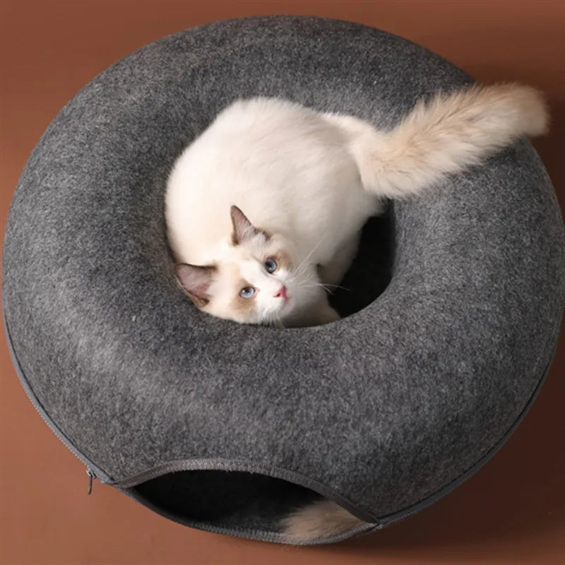 Donut Cat Bed Pet Cat Tunnel Interactive Game Toy Cat Bed Dual-use