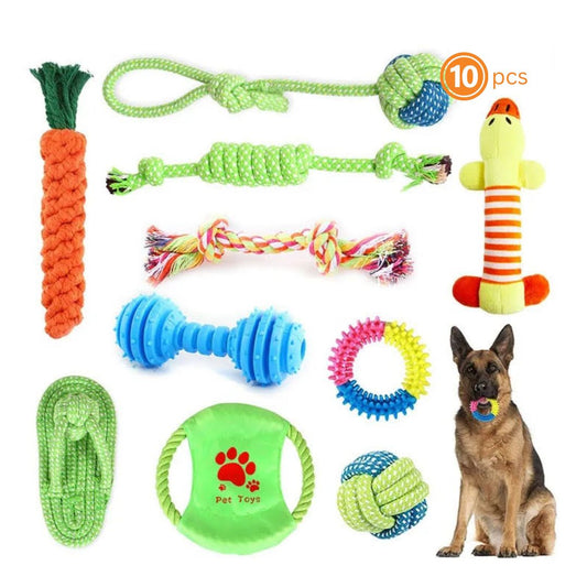 Bite-Resistant Molar Dog Toys - 10-piece