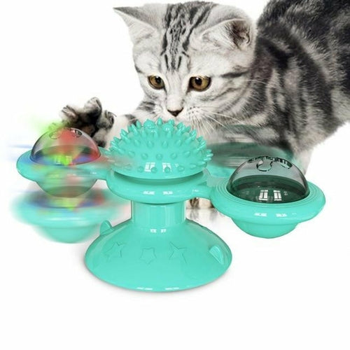 Interactive Windmill Cat Toy with LED Balls