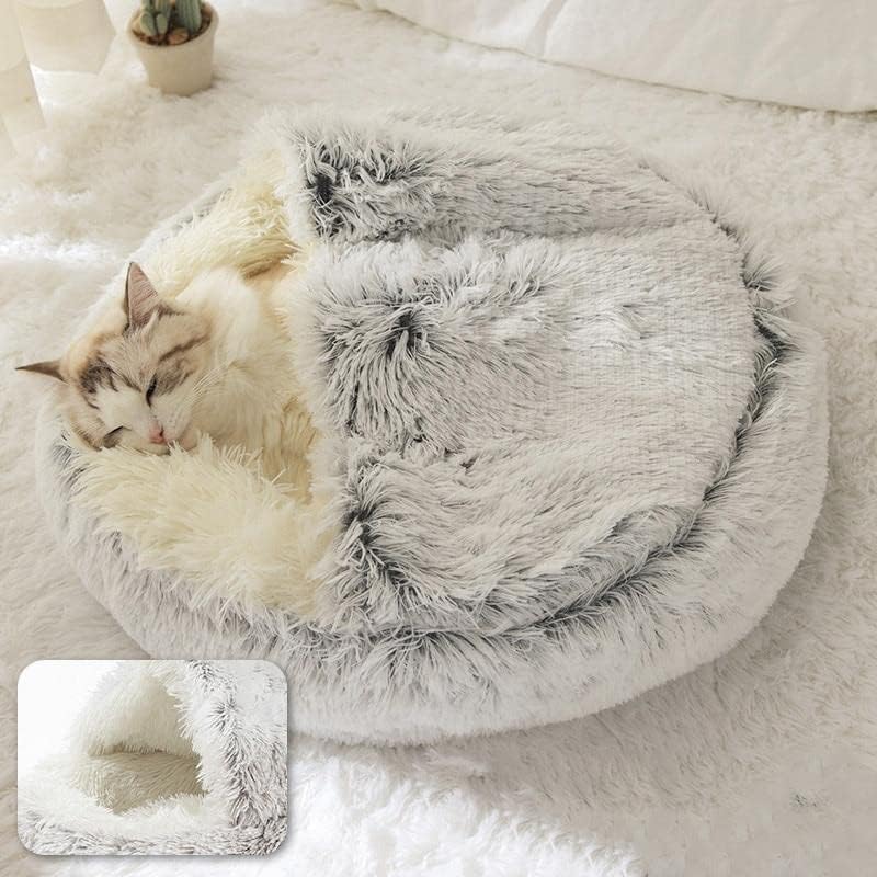 CozyPaws Plush Round Pet Bed - Warm, Soft, and Comfortable for Cats and Dogs