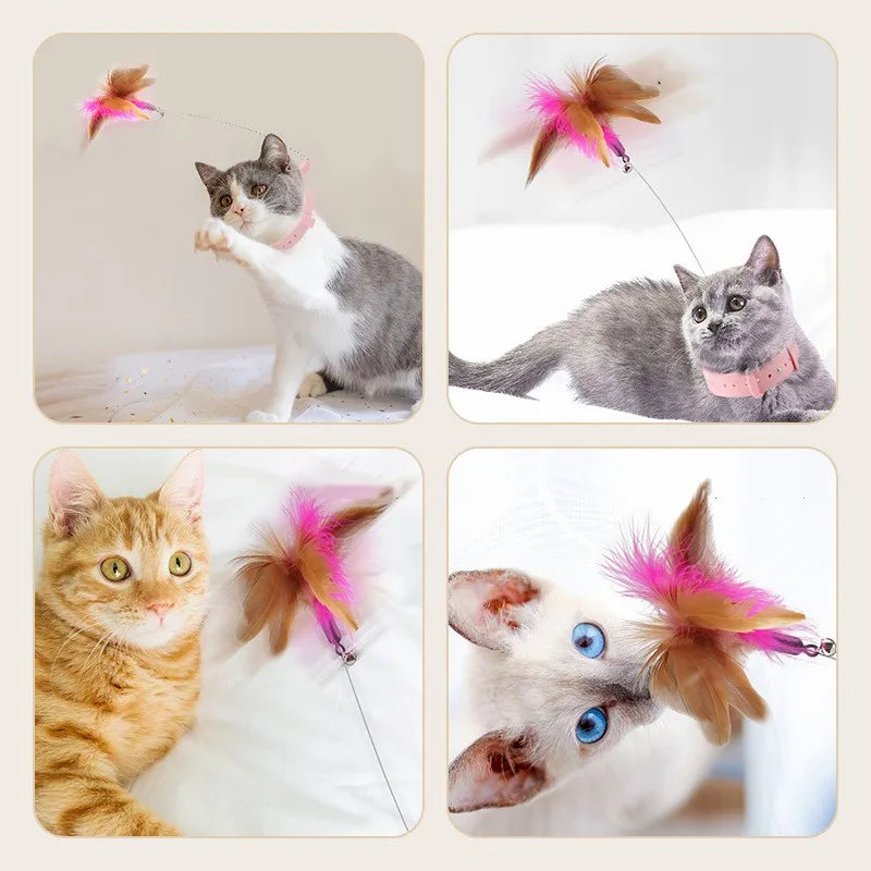 Cat Teaser Feather Stick with Bell Collar